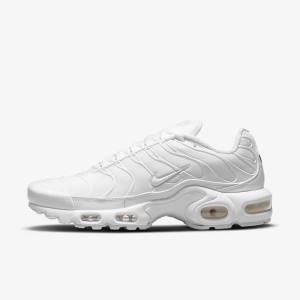 White / Platinum / White Women's Nike Air Max Plus Sneakers | NK937GNA