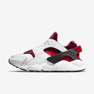 White / Red / Black / Red Men's Nike Air Huarache Sneakers | NK146SRT