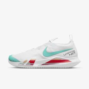 White / Red / Burgundy / Turquoise Men's Nike NikeCourt React Vapor NXT Hard-Court Tennis Shoes | NK609LGT