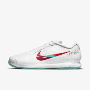 White / Red / Burgundy / Turquoise Men's Nike NikeCourt Air Zoom Vapor Pro Hard-Court Tennis Shoes | NK726ZYW