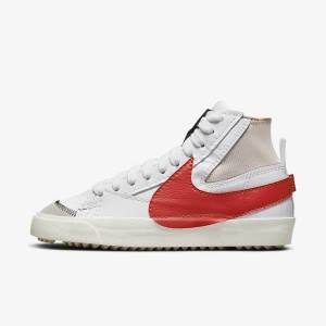 White / Red Men's Nike Blazer Mid 77 Jumbo Sneakers | NK162FKB