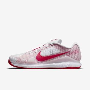 White / Red Men's Nike NikeCourt Air Zoom Vapor Pro Clay Court Tennis Shoes | NK763PCS