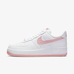 White / Red Women's Nike Air Force 1 07 Sneakers | NK207UJR