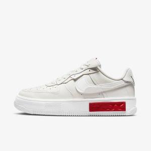 White / Red Women's Nike Air Force 1 Fontanka Sneakers | NK635JAM