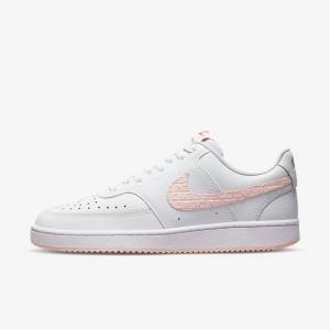 White / Red Women's Nike Court Vision LO Sneakers | NK590FKD