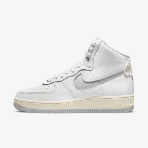 White / Silver Women's Nike Air Force 1 Sculpt Sneakers | NK089QIR