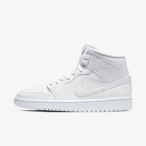 White Women's Nike Air Jordan 1 Mid Sneakers | NK598ENL