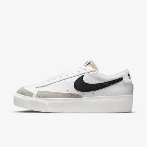 White Women's Nike Blazer Low Platform Sneakers | NK480RHC