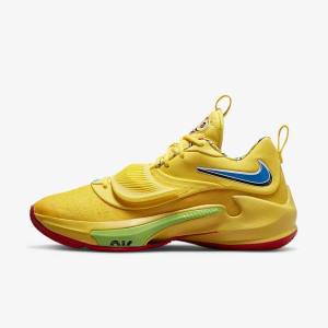 Yellow / White / Red / Black Men's Nike Zoom Freak 3 Basketball Shoes | NK568XET